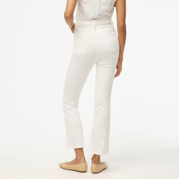 J. Crew Signature Stretch Jeans Flare Crop High-Rise White Denim NWT Size 32 - Picture 2 of 8